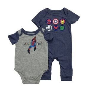 Marvel Infant Boys 6-9 Month 2pc‎ Spider-Man Baby Outfit Bodysuit & Coverall New